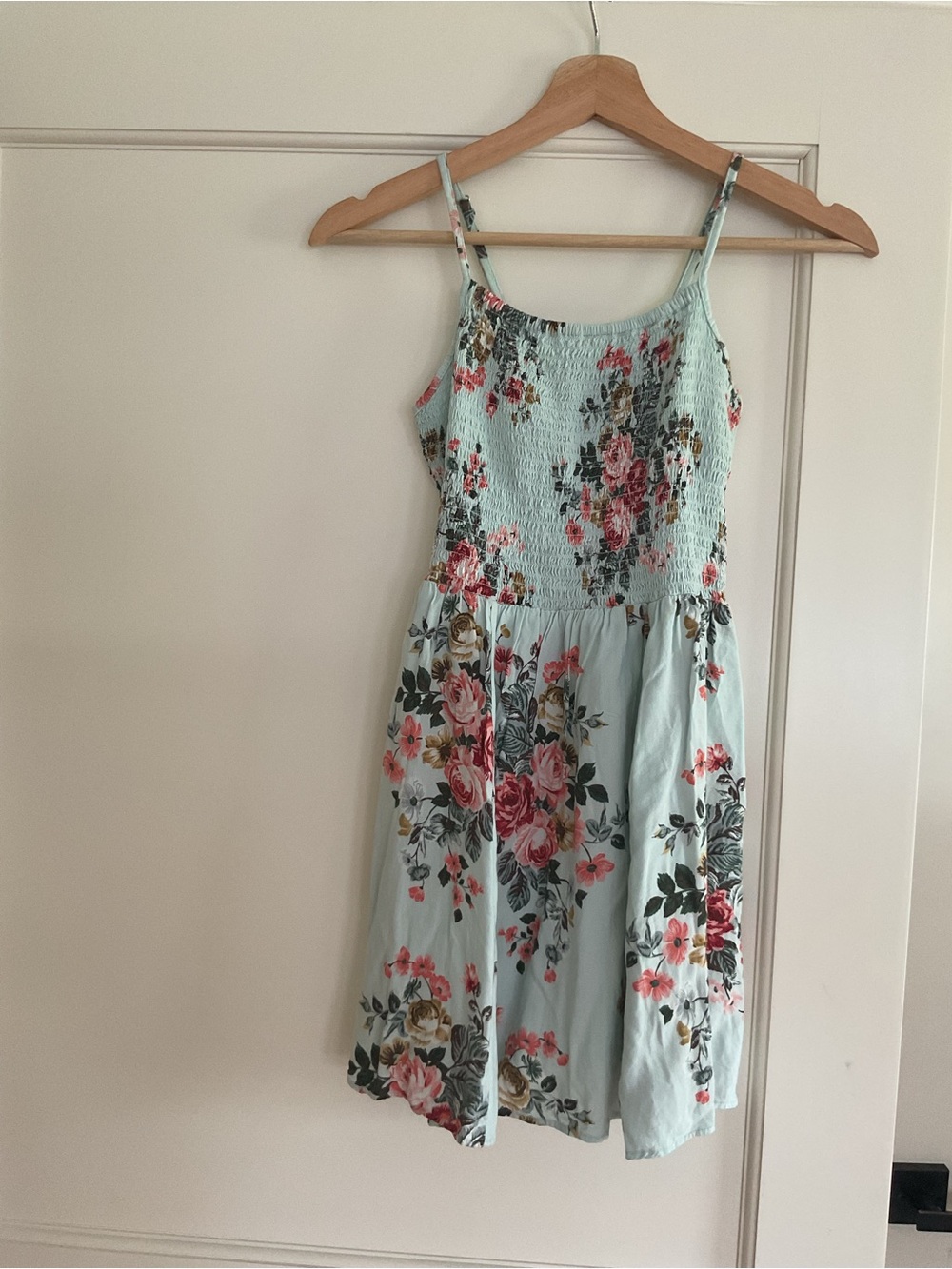 Angie Mint Floral Smocked Midi Dress